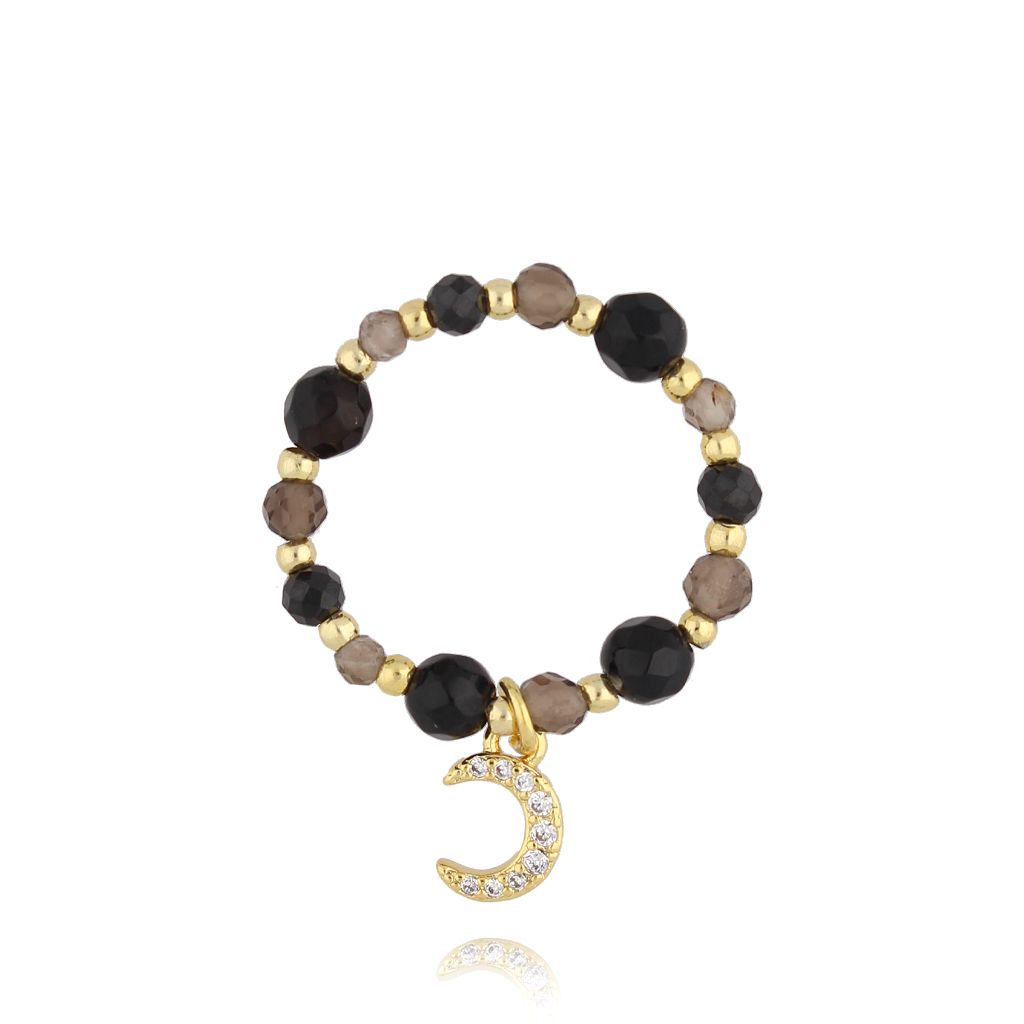 Pierścionek agatami i księżycem PSC0594