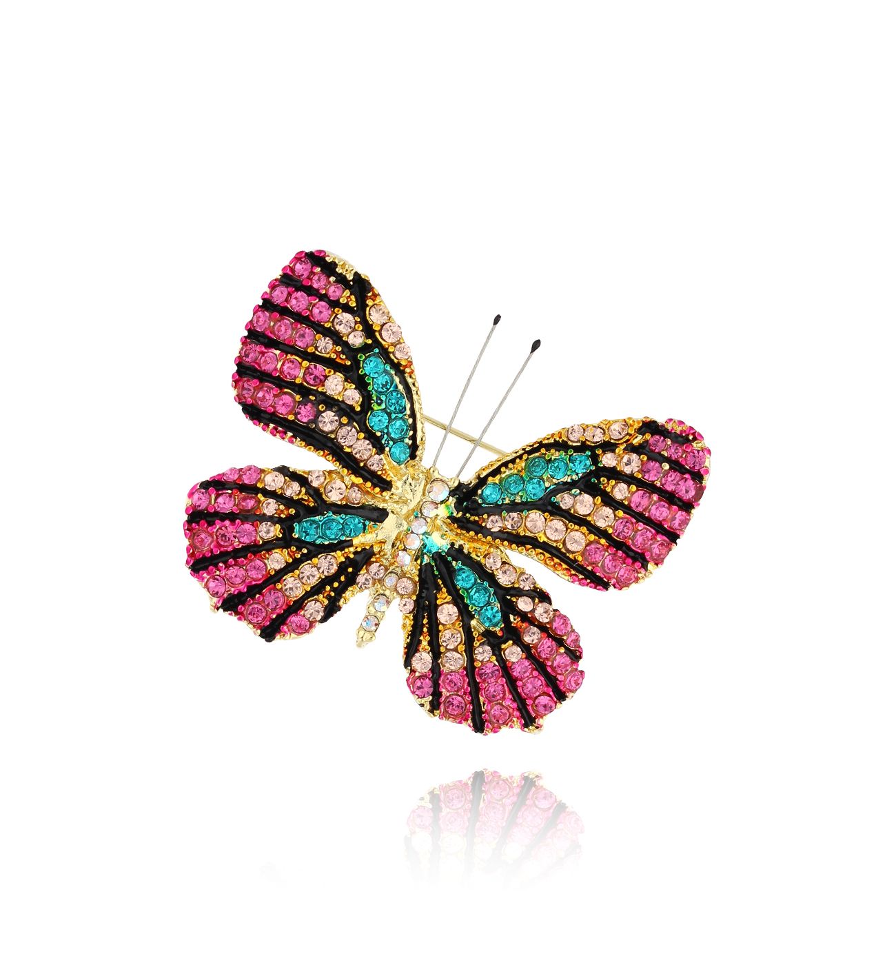 Broszka z kolorowym motylem Papillon BRPI0012 - By Dziubeka