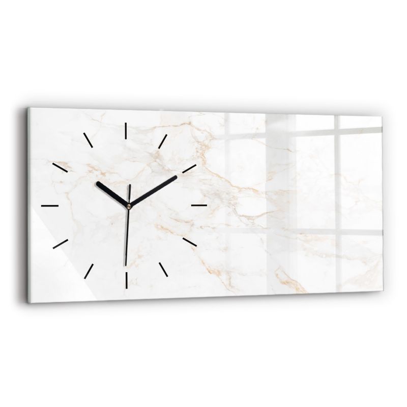 Zegar szklany czarne wskazówki Wallfluent 60x30 cm Elegancki marmur 1 szt.