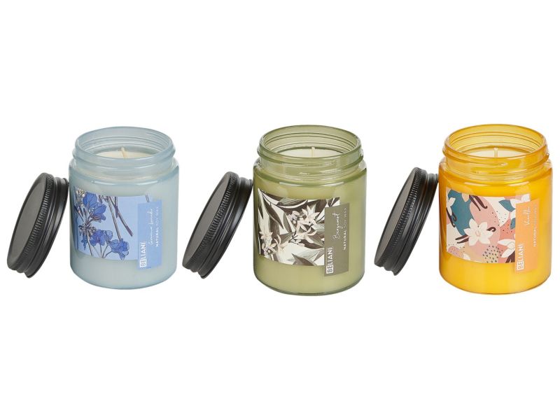 Zestaw 3 świeczek zapachowych Fruity bloom Wosk sojowy Świeże nuty Nuty kwiatowe 1 kpl