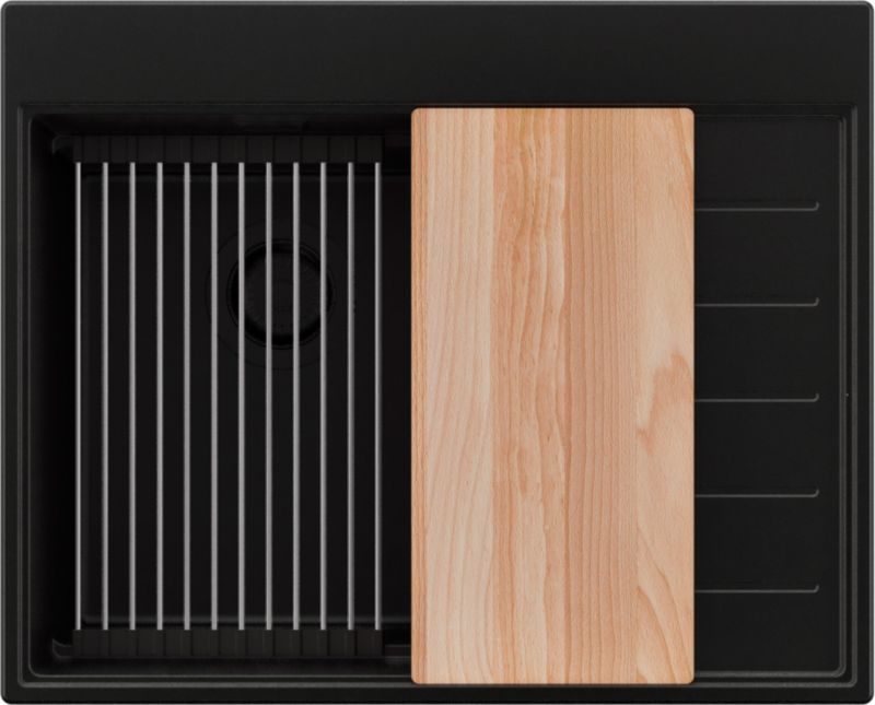 Zlewozmywak Sydney PRIMAGRAN Nablatowy 62x50cm do szafki od 40cm, Cały Czarny + Syfon + Akcesoria, S089, 1 szt.