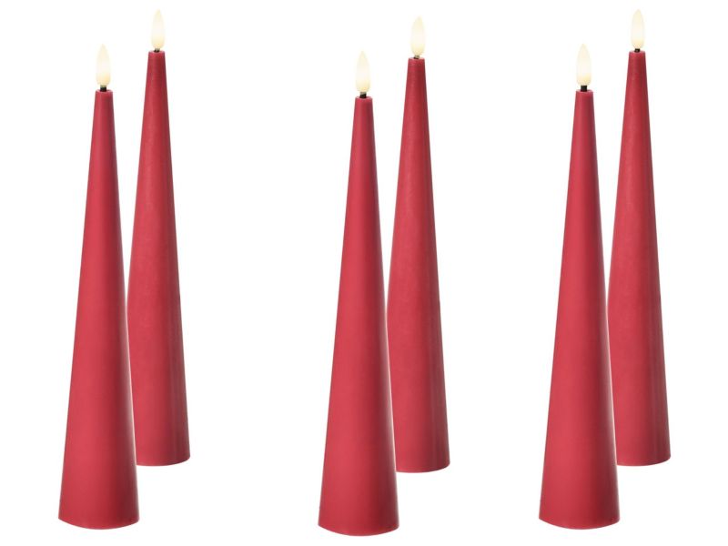 Zestaw 6 świec LED Aurum 28 cm Czerwony 1 kpl
