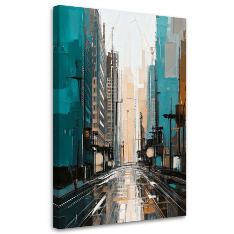 Obraz nowoczesny Feeby Miasto Ulica Turkusowy 60x90cm 1szt