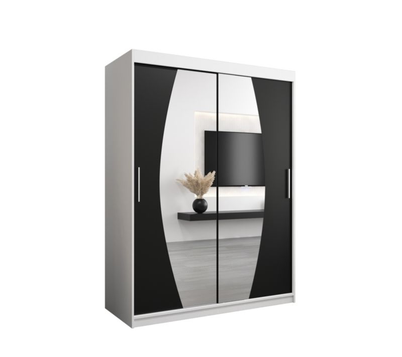 Szafa przesuwna Garderoba Abiks ELYPSE 150 biały mat + czarny mat 1 szt.