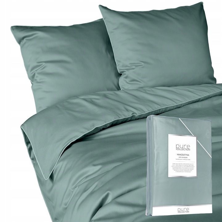 Pościel Detexpol Pure 180x200cm + 2x poszewka 70x80cm z bizą bawełna zielona 1 kpl.