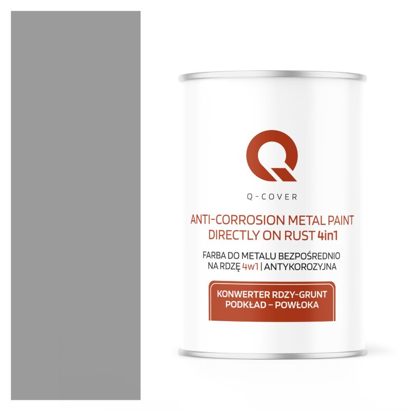 Farba do Metalu Prosto na Rdzę 4w1 Q-Cover Szary sygnałowy RAL7004 Półmat 1L
