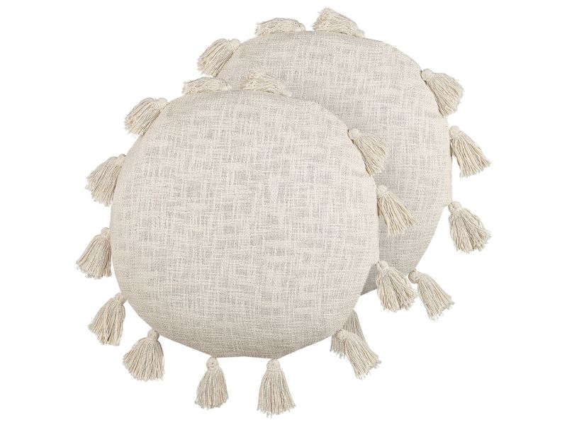 Zestaw 2 poduszek Jednolity Madia Bawełna 45 x 45 cm Jasnobeżowy 1 par.