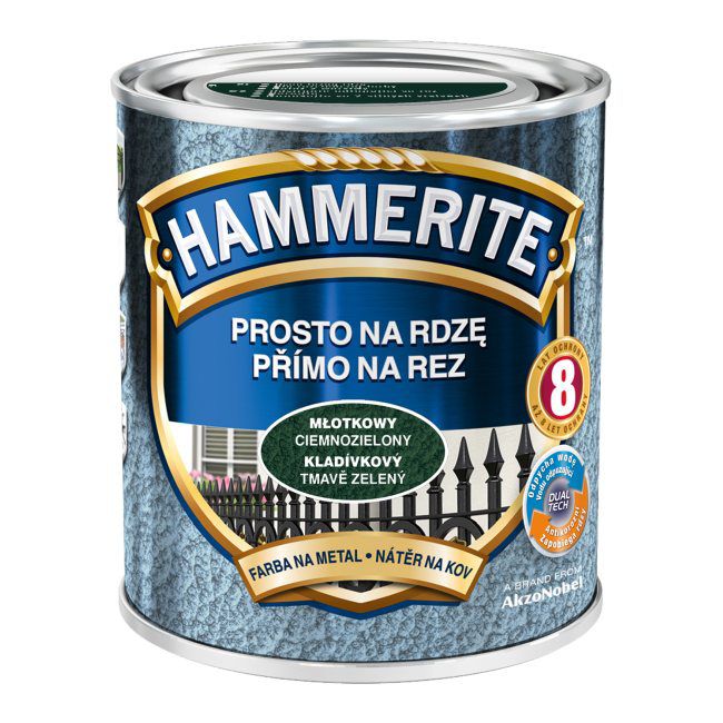 Farba do metalu Hammerite Prosto Na Rdzę młotkowy ciemny zielony 0,7 l