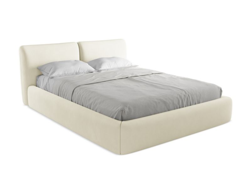 Łóżko LaMiaSofa Hoku z tkaniny szenilowej 160x200 beżowy 1 szt.