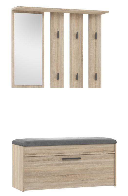 Garderoba Topeshop Parma Dąb Sonoma Szafka Na Buty + Wieszak 35x100x180 cm 1 szt.