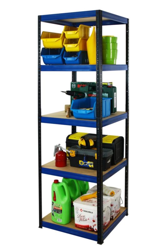 Regał metalowy MODO24 magazynowy czarno-niebieski helios 213x45x45cm 5 półek po 175 kg 1 szt.