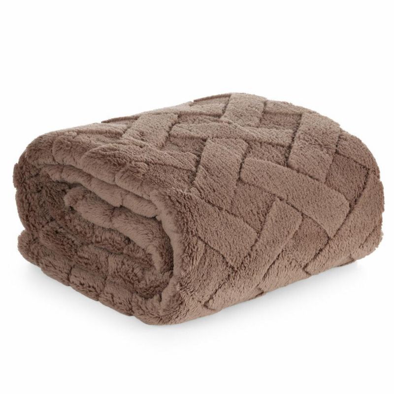 Koc Caro Eurofirany ciemny beż 170x210 cm miękki gruby 1 szt.