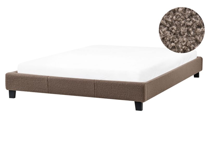 Łóżko bez zagłówka Boucle Roanne 160 x 200 cm Beżowoszary 1 szt.