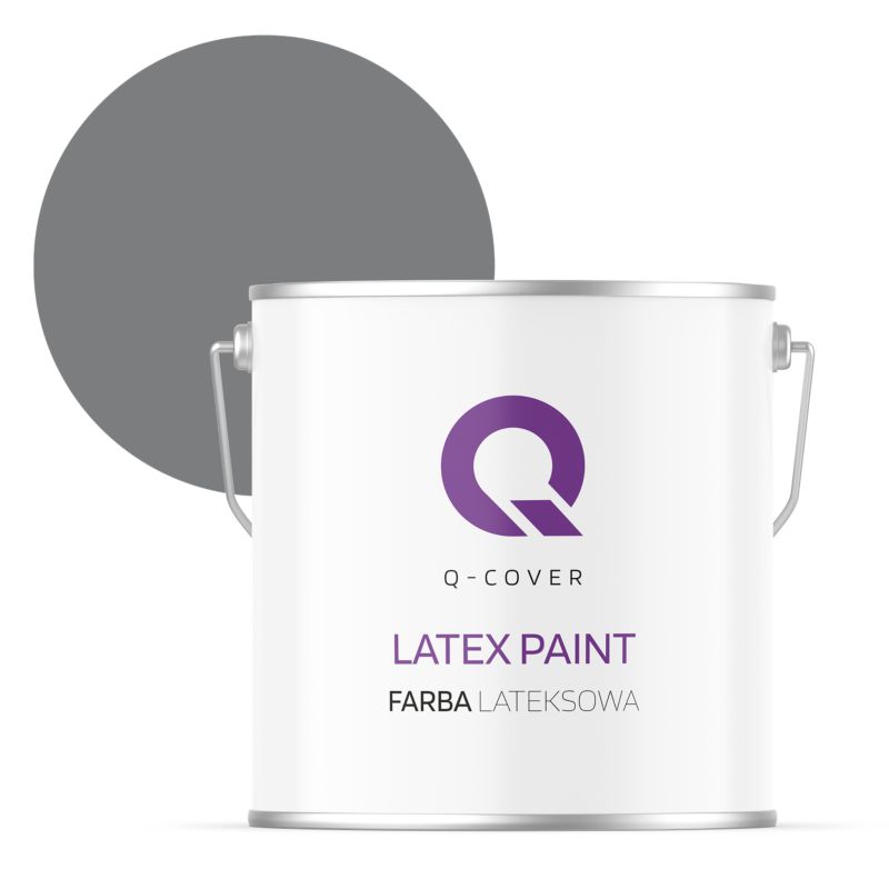 Farba Lateksowa Do Ścian i Sufitów Q-Cover Szary ciemny H1020 Głęboki Mat 5L