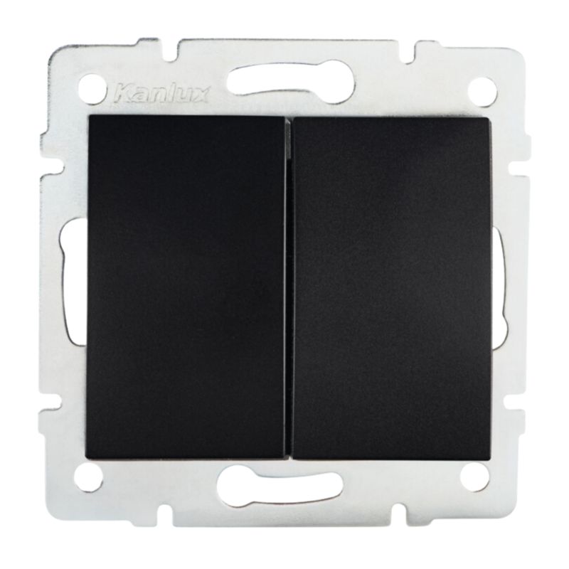 Łącznik Wyłącznik Podwójny Schodowy 2X Kanlux Logi Czarny Bez Ramki 1 szt.