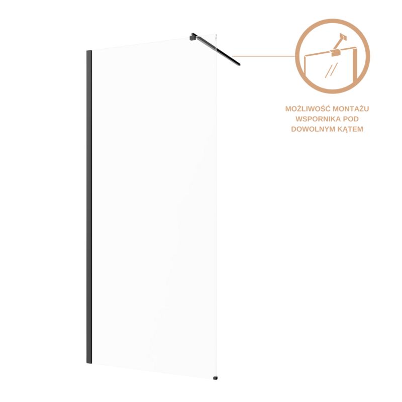 Kabina prysznicowa Invena Walk-In II z czarnym profilem 200 x 110 cm , 1 szt.