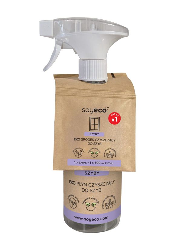 Płyn do szyb Soyeco ekologiczny 0,5 l + wkład na 0,5 l