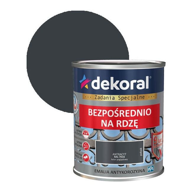 Emalia antykorozyjna Dekoral antracyt połysk 0,65 l