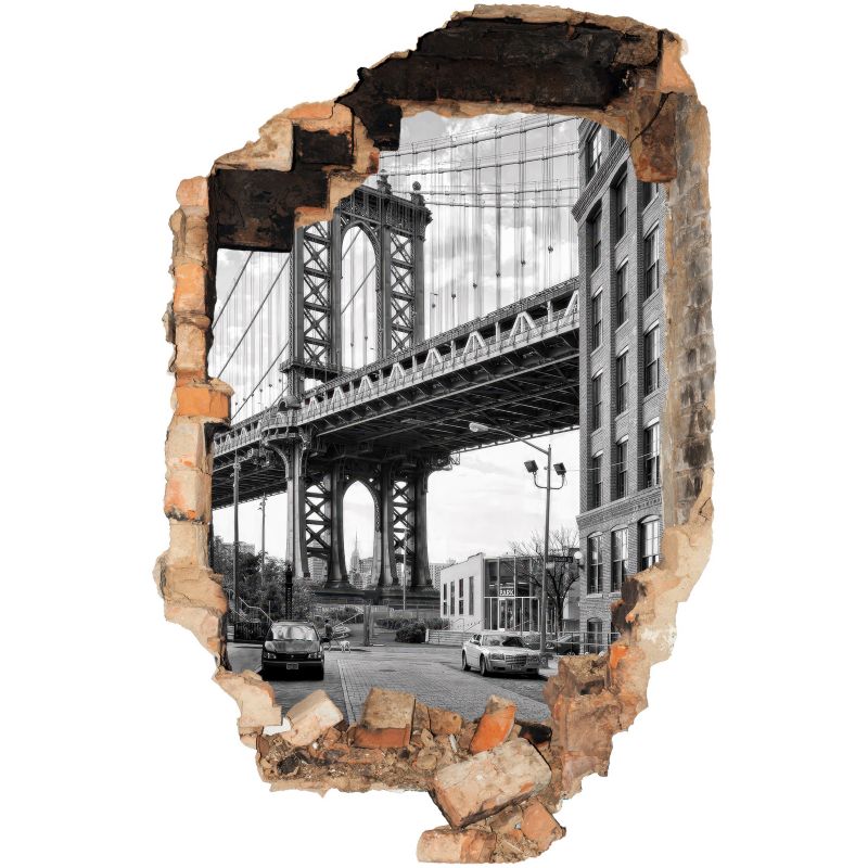 Naklejka 3D Dziura Wallfluent Miejski pejzaż 66x100 cm Iluzja optyczna Metamorfoza wnętrza 1 rol.