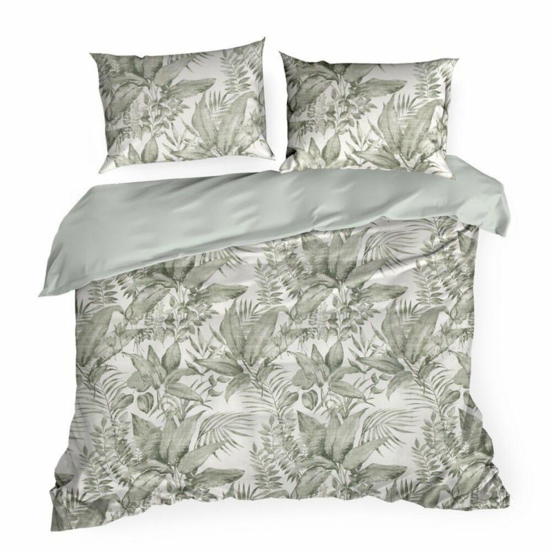 Pościel Spring/48 Eurofirany 160 x 200 cm beżowo zielona bawełna satynowa 1 kpl.