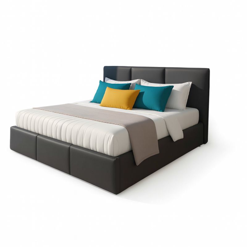 Łóżko tapicerowane z pojemnikiem Bonni VELORA 140x200 eko skóra grafit 1 szt.