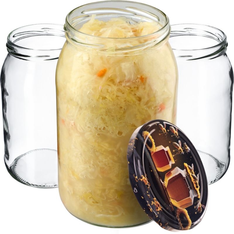 Słoiki KADAX na przetwory 900ml 82mm + wieczka "Czarny miód" 48 szt.