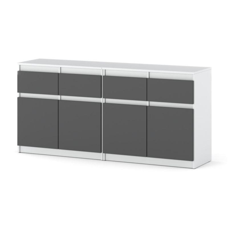 Komoda Hurtownia-Mebli Szuflady 4 Olia Mini 160cm Biały Mat Szary Mat 160x35x75 cm 1szt.