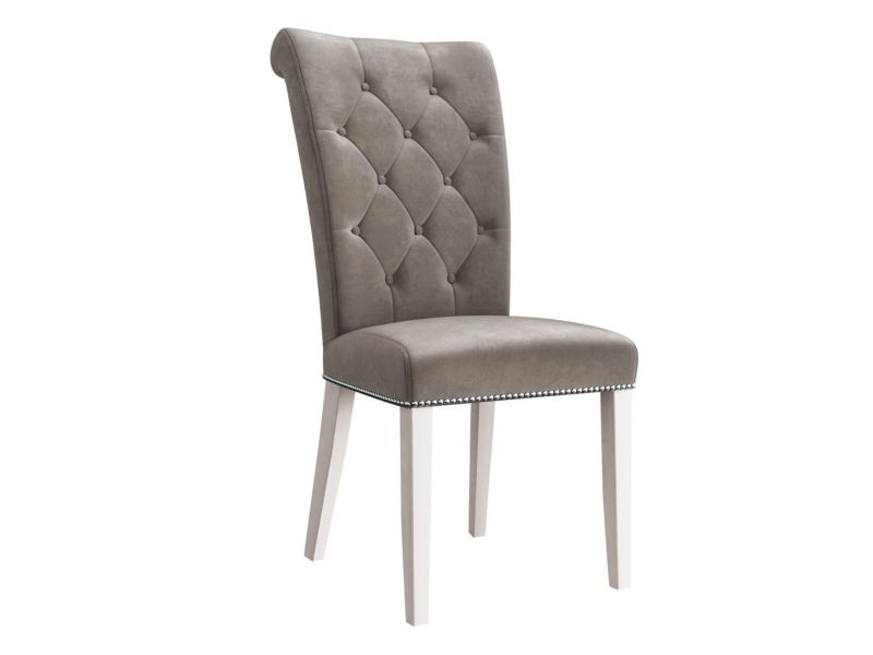 Krzesło MIRJAN 24 tapicerowane z kołatką Christina biały/płowy beż 1 szt.