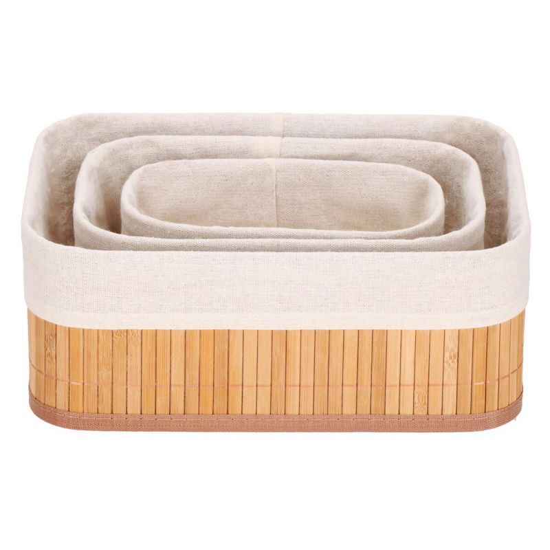 Pudełka bambusowe na bizuterię i kosmetyki Springos organizery bambusowe brazowo-ecru 3 szt.