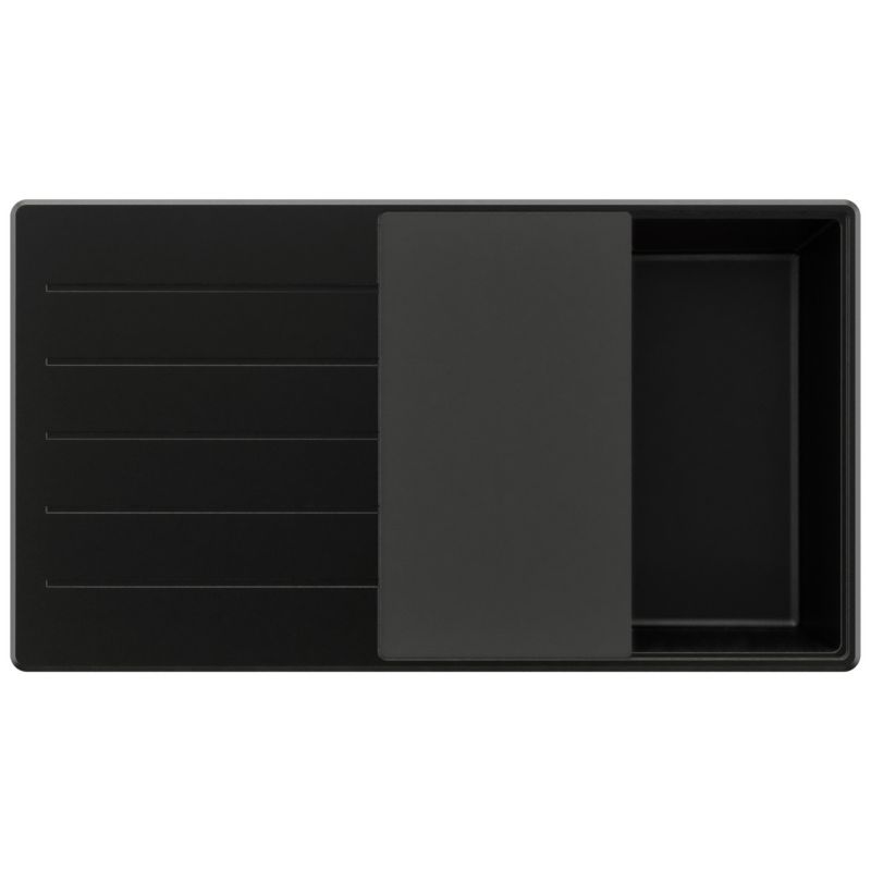 Zlewozmywak Kopenhaga PRIMAGRAN Nablatowy 90x50cm do szafki od 60cm, Cały Czarny + Syfon + Deska, S749, 1 szt.