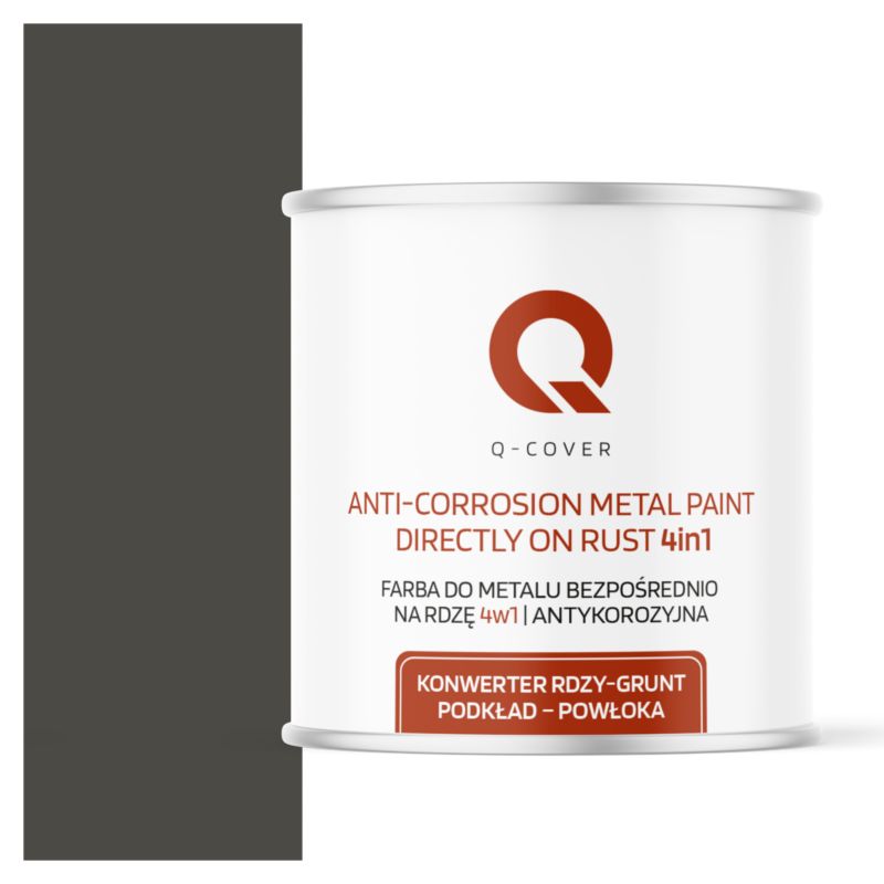 Farba do Metalu Prosto na Rdzę 4w1 Q-Cover Szary ciemny RAL7022 Satyna 2.5L