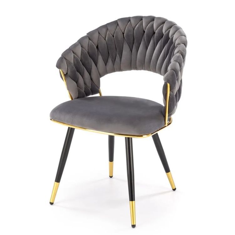 Krzesło Halmar tapicerowane K551 szare/złote 1 szt