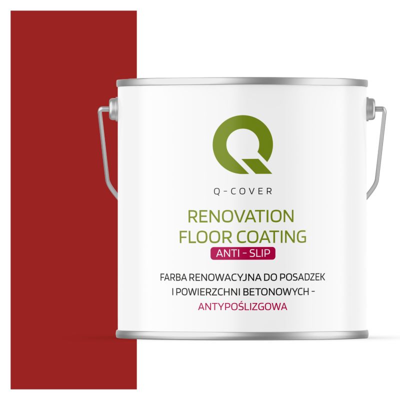 Farba Antypoślizgowa do Posadzek i Powierzchni Betonowych Renowacyjna Q-Cover Czerwony Karminowy RAL3002 5L