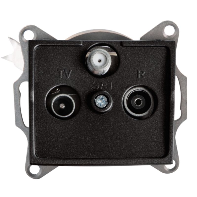 Gniazdo RTV/SAT Kanlux Logi 3 Gniazda Czarne Matowe 1 szt.