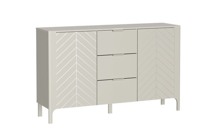 Komoda Furnidea 153 cm kaszmir jodełka z szufladami i drzwiami PUSH TO OPEN MALUBA 1 szt.