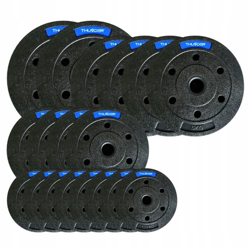 Zestaw obciążeń bitumicznych THUNDER SET-B-07-60KG 60kg talerze kompozytowe 31mm 18szt.