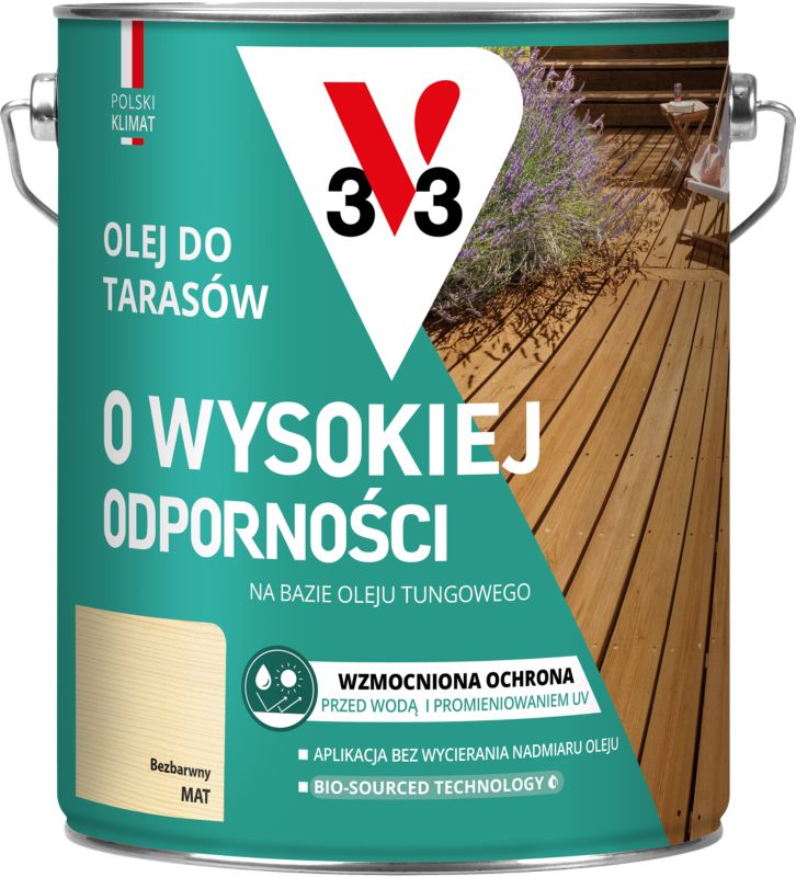 Olej do tarasów o wysokiej odporności V33 bezbarwny 4,5 l