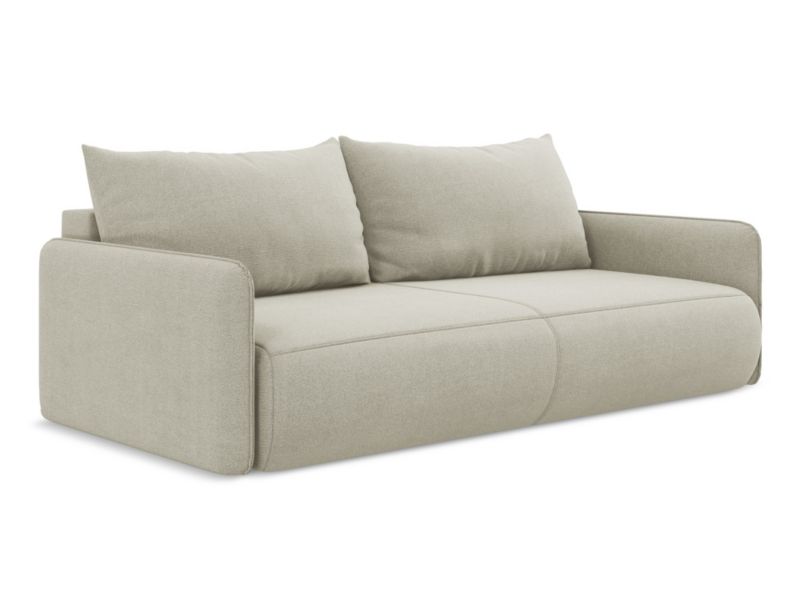 Kanapa 3-osobowa z funkcją spania LaMiaSofa PALERMO z tkaniny strukturalnej 216x105 cm jasny beż 1 szt.