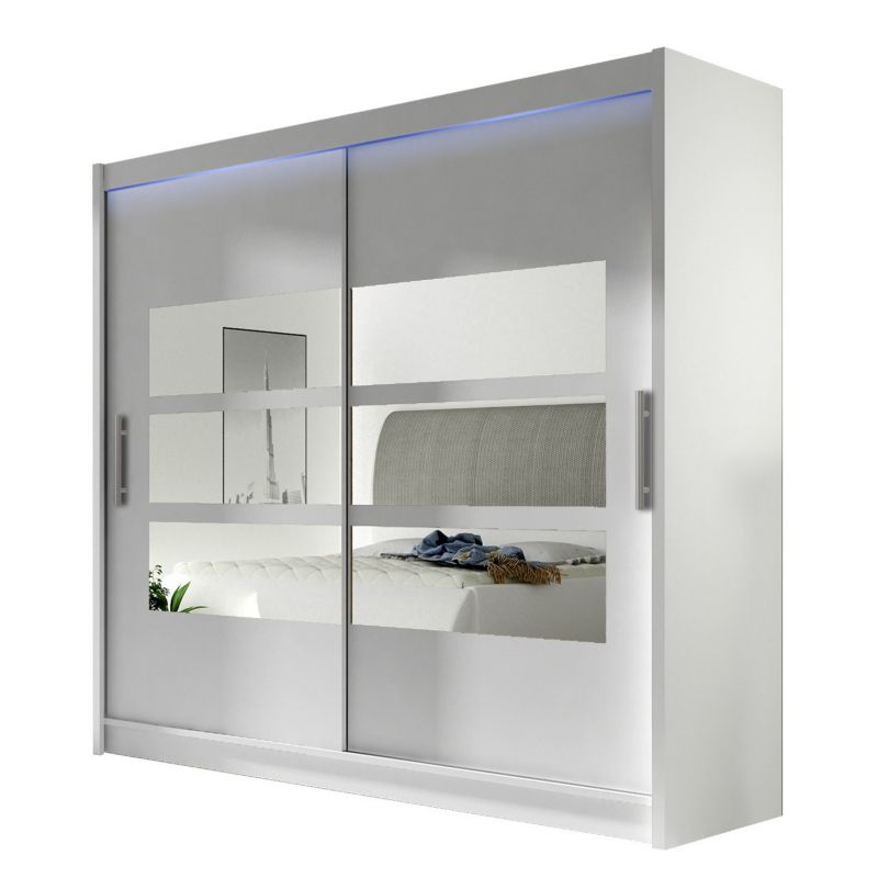 Szafa MIRJAN 24 London III 180 z oświetleniem RGB biały/lustro 1 szt.