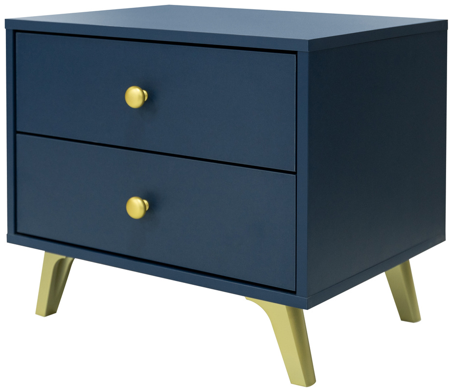 Granatowa szafka nocna do sypialni z szufladami 54 cm SELMA