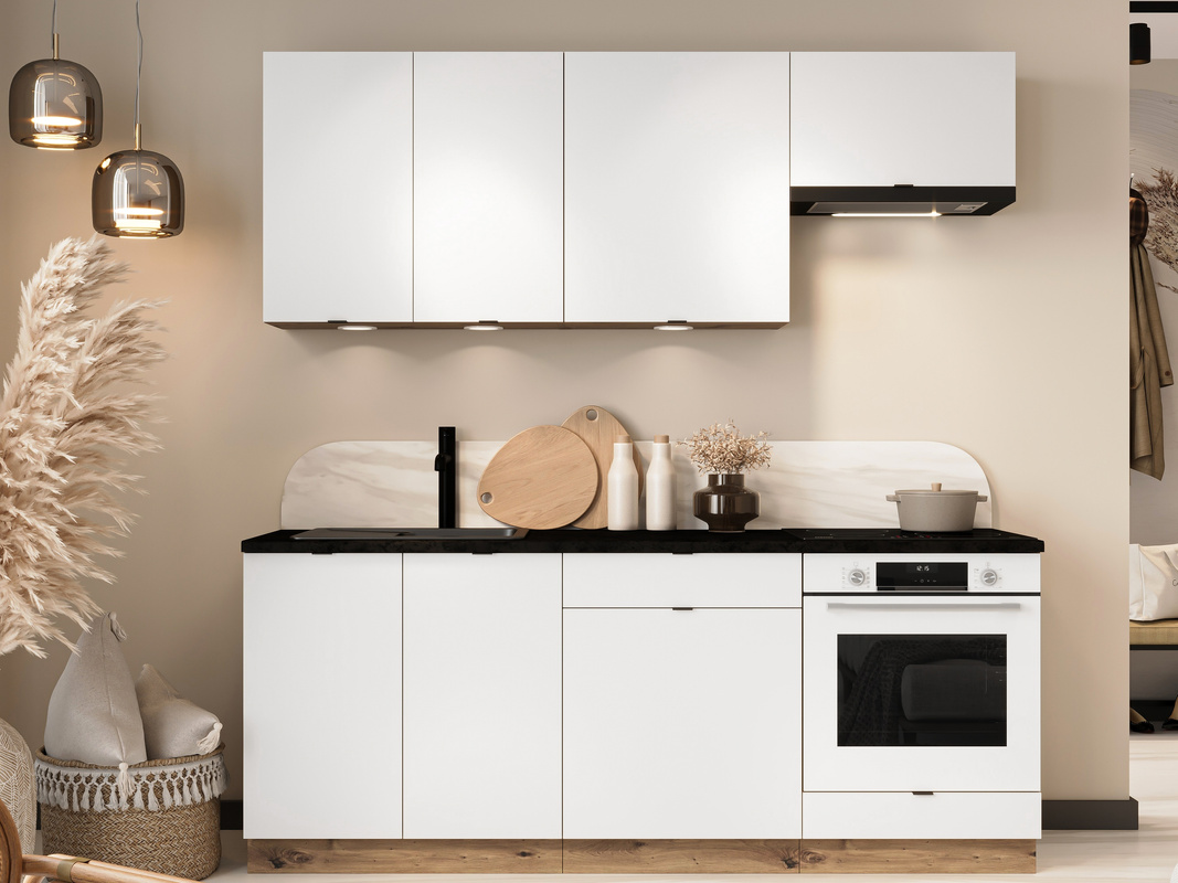 Nowoczesny zestaw białych mebli kuchennych 200 cm GIANNA