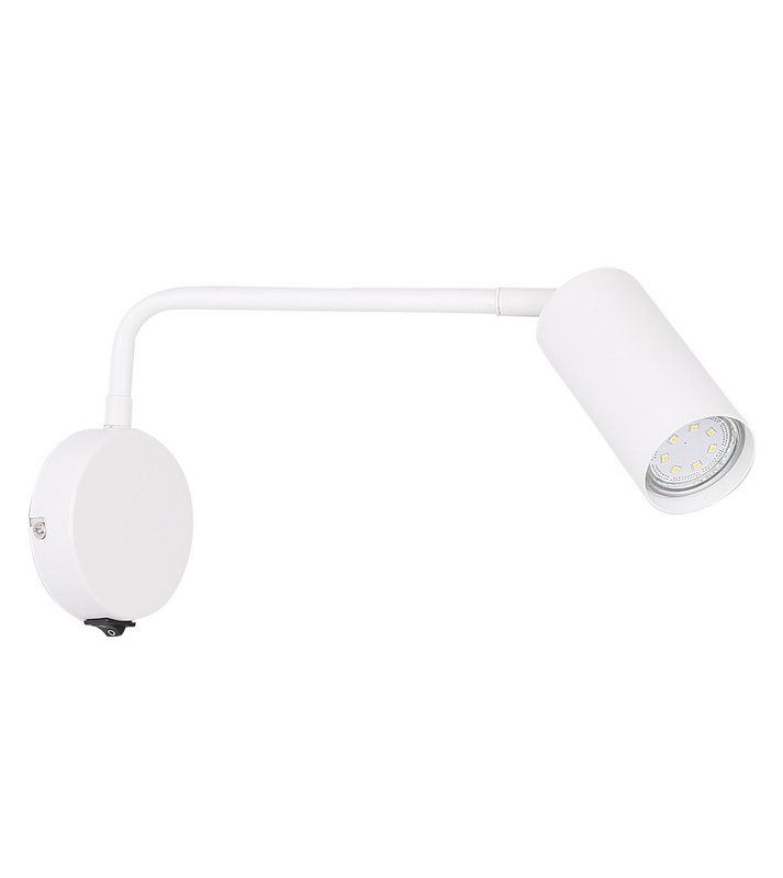 Biały kinkiet ścienny ruchomy z włącznikiem do salonu TINIA GU10