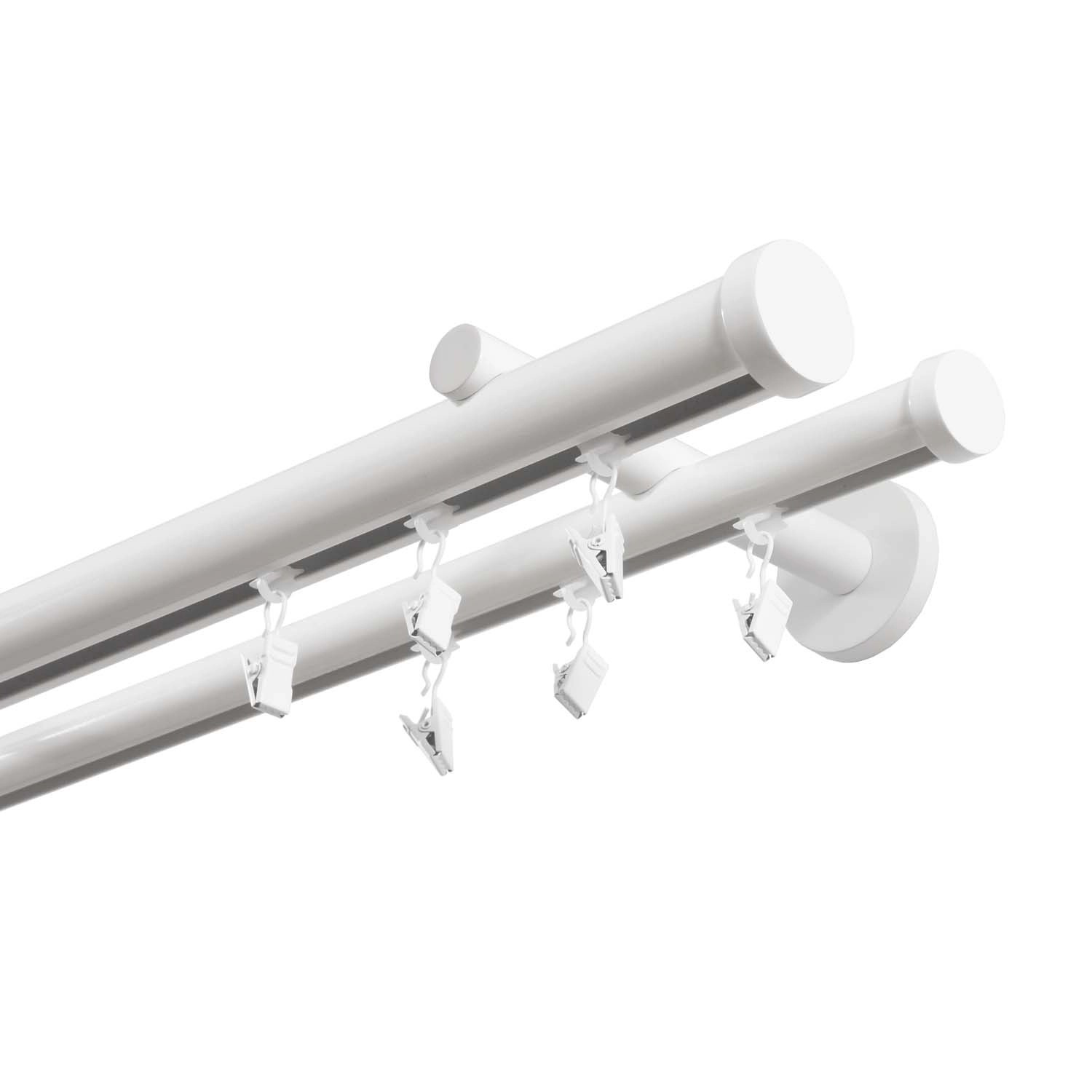 Santim Karnisz szynowy aluminiowy podwójny 150 cm fi 28mm biały