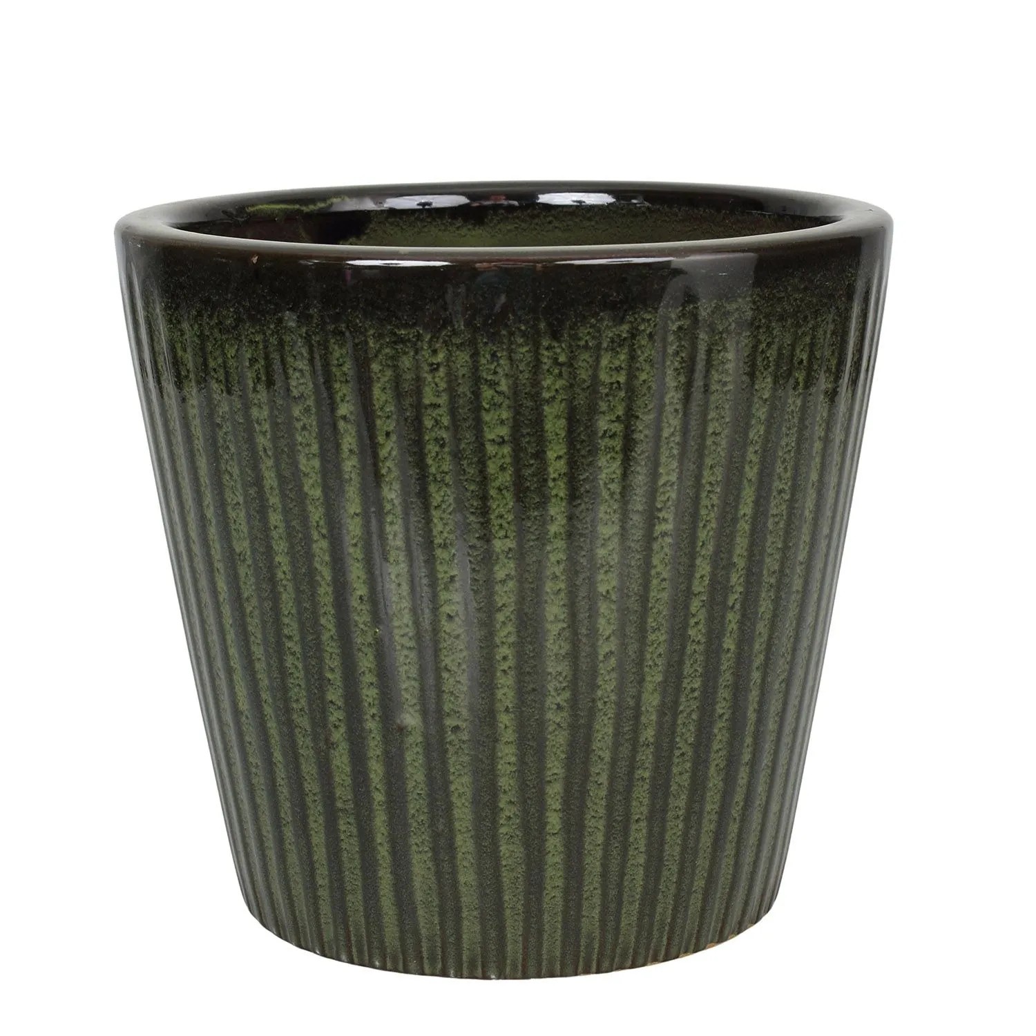 Donica Stripes szkliwiona zielona - 20x18 cm