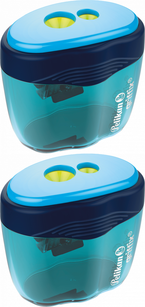 2x Temperówka Pelikan Griffix, z pojemnikiem, 2 otwory, niebieski