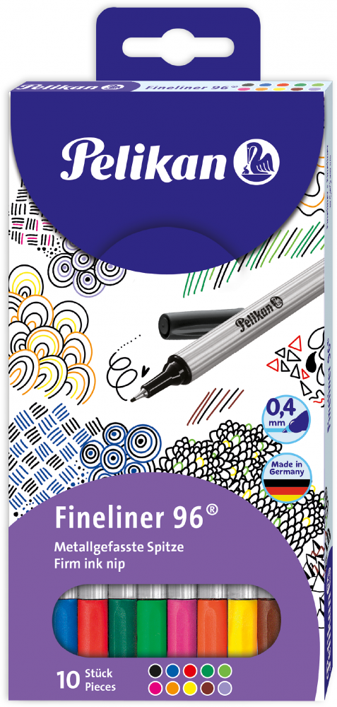 Cienkopis Pelikan Fineliner 96, 0.4mm, 10 sztuk, mix kolorów