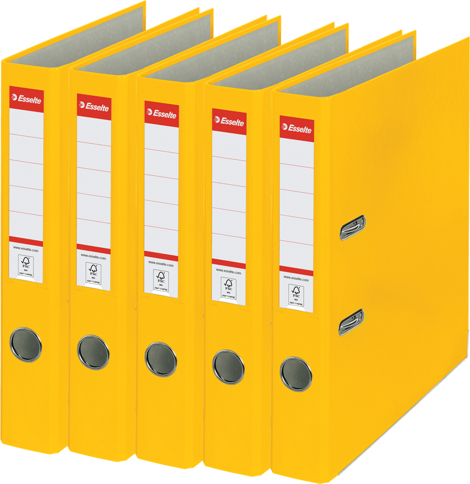 5x Segregator A4 Esselte, 50mm, do 350 kartek, ekonomiczny, żółty