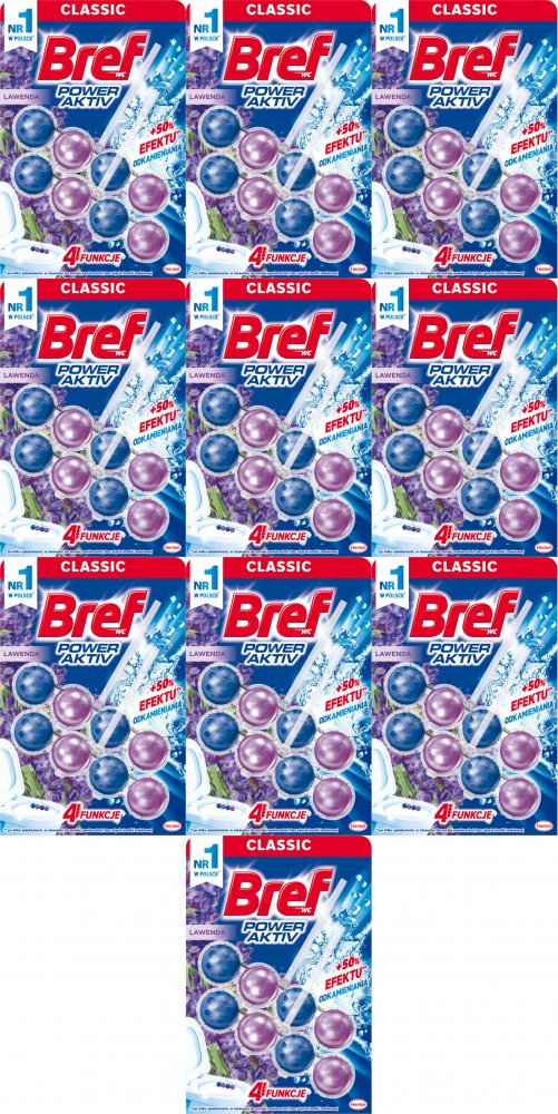 10x Zawieszka (kulki) do WC Bref, Power Activ, lawenda, 2x50g