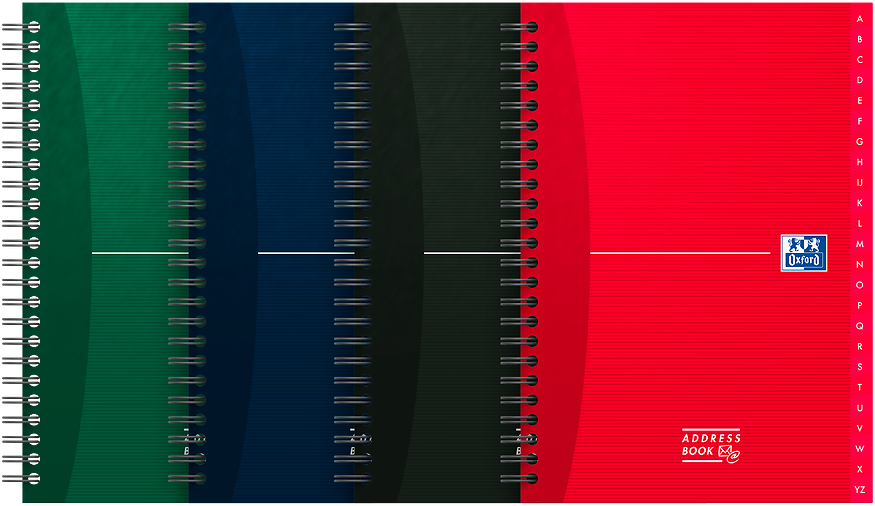 4x Skorowidz teleadresowy Oxford Essentials, A5, 72 kartki, mix kolorów
