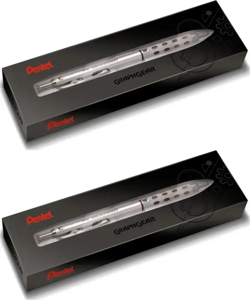 2x Ołówek automatyczny Pentel Graphgear 1000, 0.3mm, z gumką, srebrny
